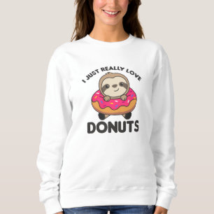 Sloth Lieben Donuts. Schlitze sind rosa Sweatshirt