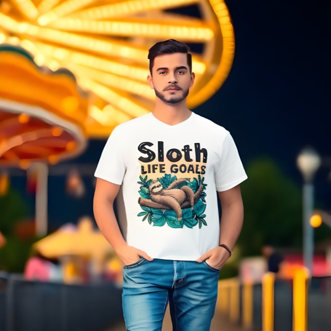 Sloth Life Goals - Funny Meme T - Shirt (Sloth Life T-Shirt )