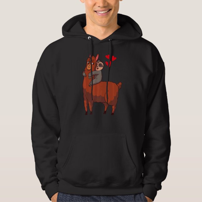 Sloth Llama Alpaca Rider Liebe Valentine D Hoodie (Vorderseite)