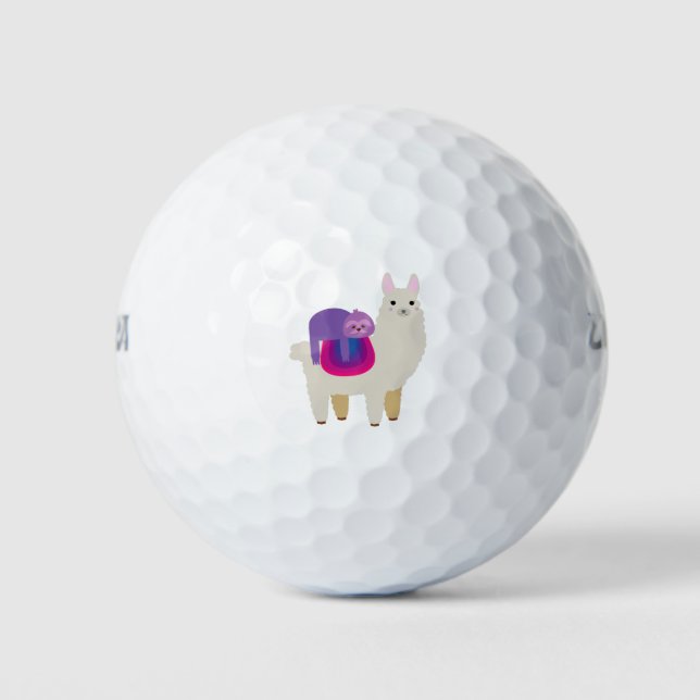 Sloth Llama Funny Niedlich Sloth Riding Llama Gesc Golfball (Vorderseite)