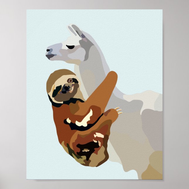 Sloth Llama Poster (Vorne)