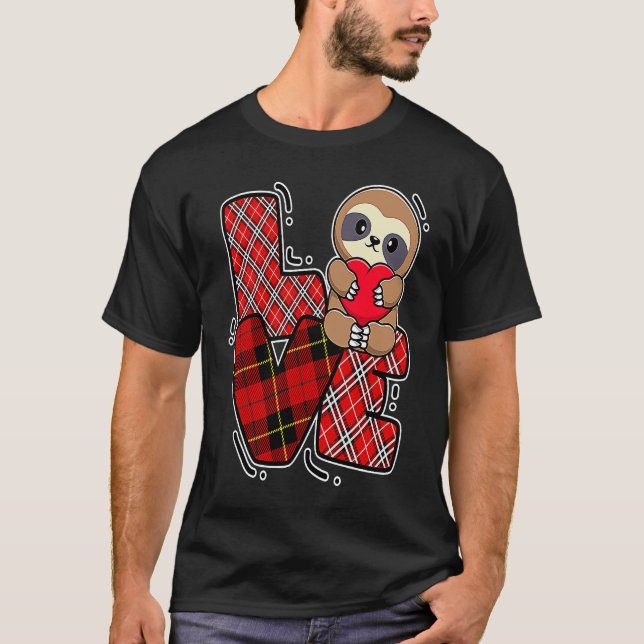 sloth love holding heart Valentines Day Cute Anima T-Shirt (Vorderseite)