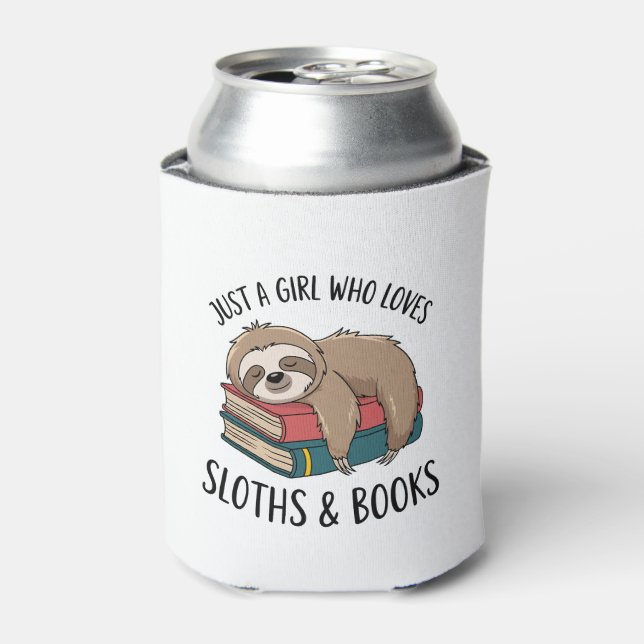 Sloth Lover Book Reading T - Shirt Design Dosenkühler (Kanne Vorderseite)