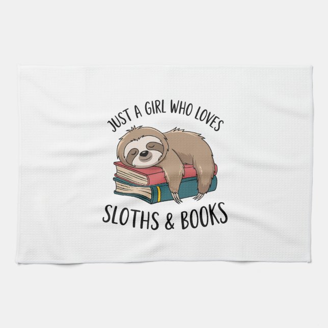 Sloth Lover Book Reading T-shirt Design Geschirrtuch (Horizontal)