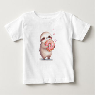 Sloth Loves Donut Baby T-shirt