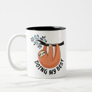 Sloth macht mein Bestes Zweifarbige Tasse