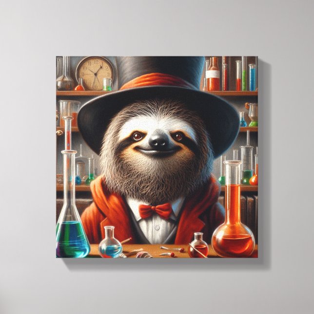 Sloth Mad Scientist Leinwanddruck (Vorderseite)