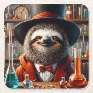 Sloth Mad Scientist Rechteckiger Pappuntersetzer