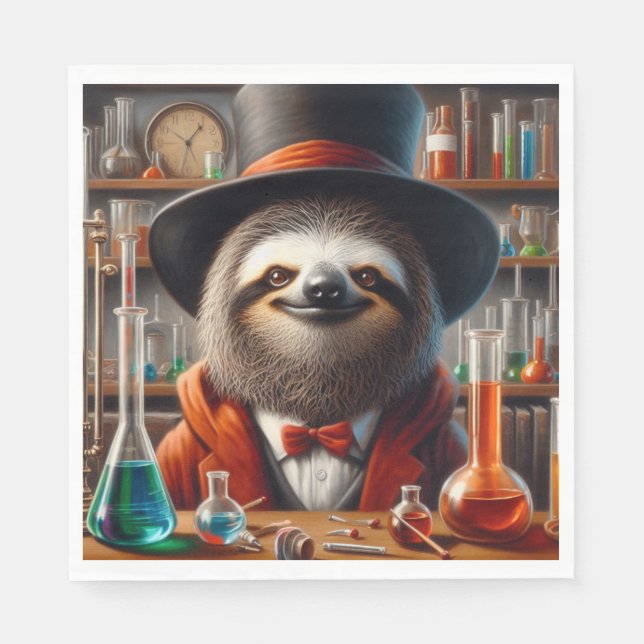 Sloth Mad Scientist Serviette (Vorderseite)