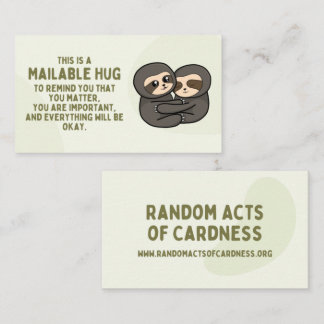 Sloth Mailable Hug Cards Telefonnummerkarte
