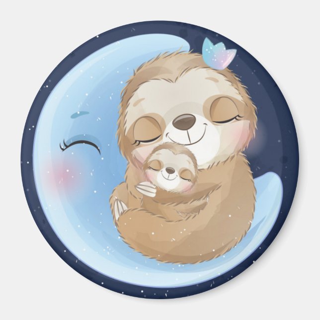 Sloth-Mama mit Baby Magnet (Vorne)