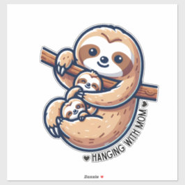 Sloth Mama mit Babys Aufkleber