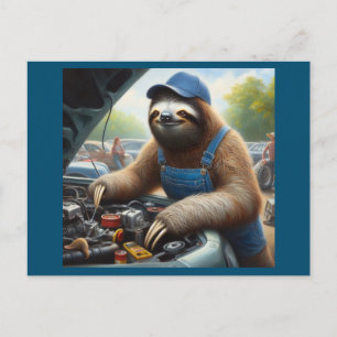 Sloth Mechanic Postkarte