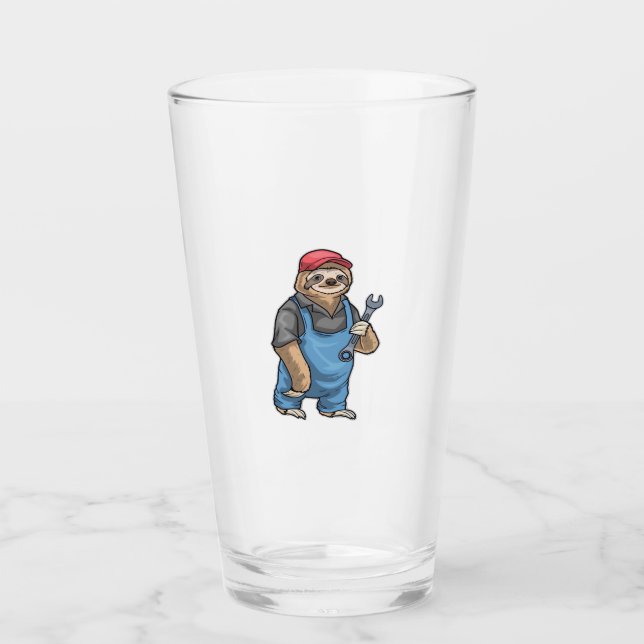 Sloth Mechanic Wrench Classic T-Shirt Glas (Vorderseite)