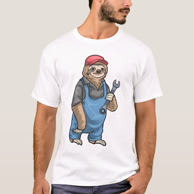 Sloth Mechanic Wrench T-Shirt (Vorderseite)