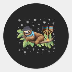Sloth Menorah Hanukkah Chanukah Animal Sloths Jewi Runder Aufkleber