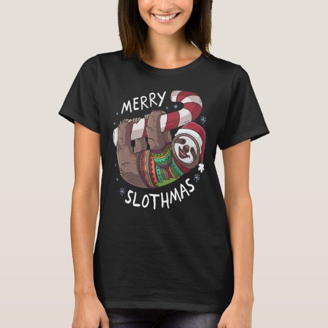 Sloth Merry Slothmas Christmas Kleine Geschenk Gi T-Shirt (Vorderseite)