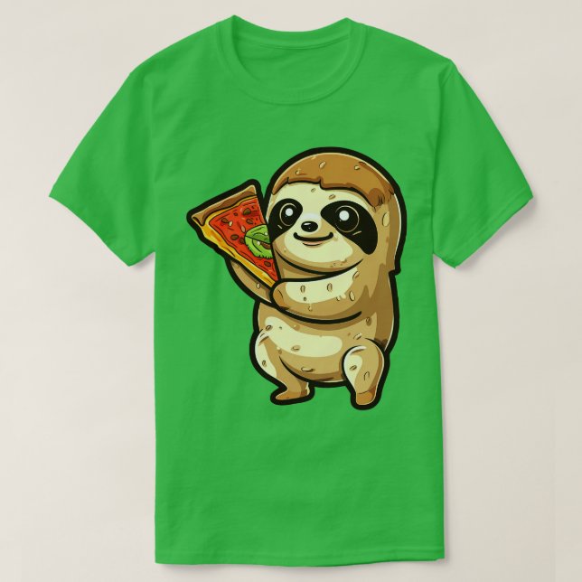 Sloth mit einem Pizzasschnitt T-Shirt (Design vorne)