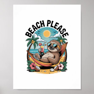 Sloth mit Eiscreme Summer Beach Bitte Poster