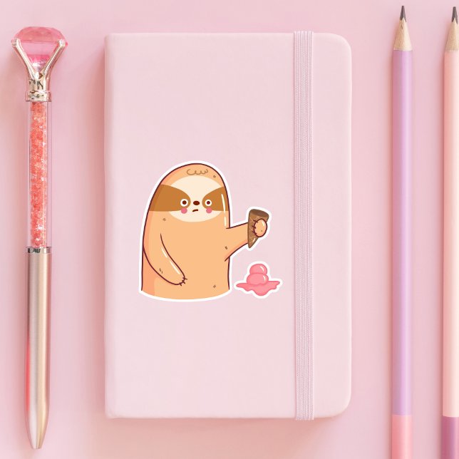 Sloth mit Ice Cream Funny Aufkleber (Von Creator hochgeladen)
