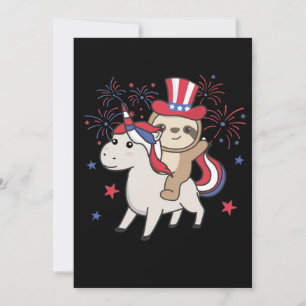 Sloth mit Unicorn für Amerikanische Unabhängigkeit Einladung