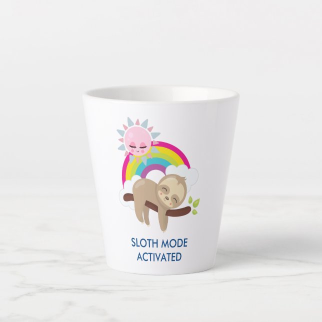 Sloth-Modus aktiviert lustige Illustration Milchtasse (Vorderseite)