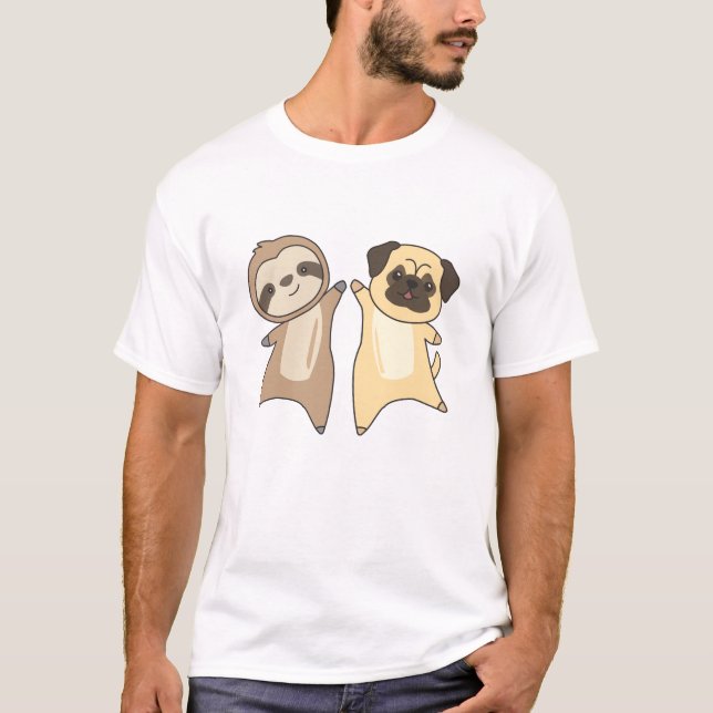 Sloth Mops Hunde Tierfreunde Hunde T-Shirt (Vorderseite)