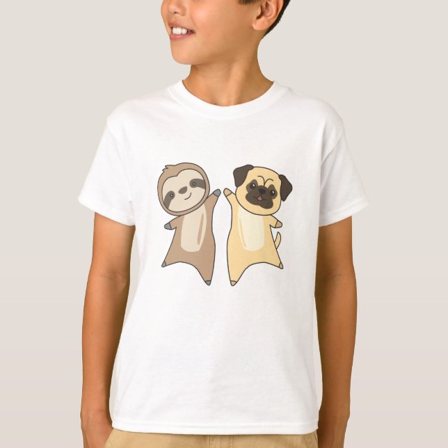 Sloth Mops Hunde Tierfreunde Hunde T-Shirt (Vorderseite)
