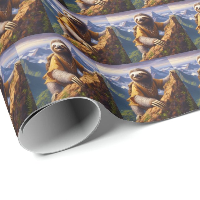 Sloth Mountain Climbing Geschenkpapier (Rolleneckpunkt)