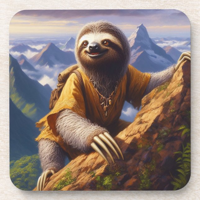 Sloth Mountain Climbing Getränkeuntersetzer (Vorderseite)