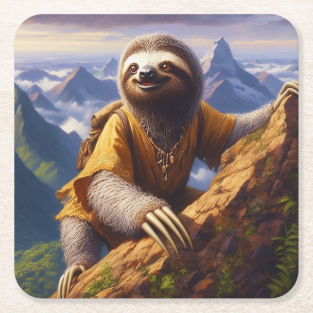 Sloth Mountain Climbing Rechteckiger Pappuntersetzer (Vorderseite)