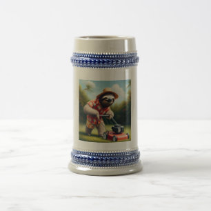 Sloth Mowing Lawn Bierglas