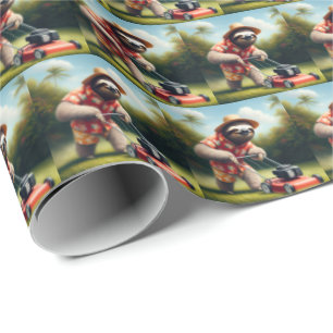 Sloth Mowing Lawn Geschenkpapier