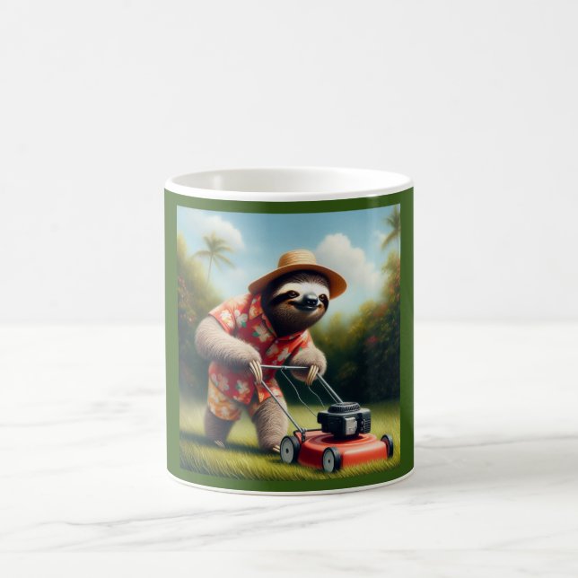 Sloth Mowing Lawn Kaffeetasse (Mittel)