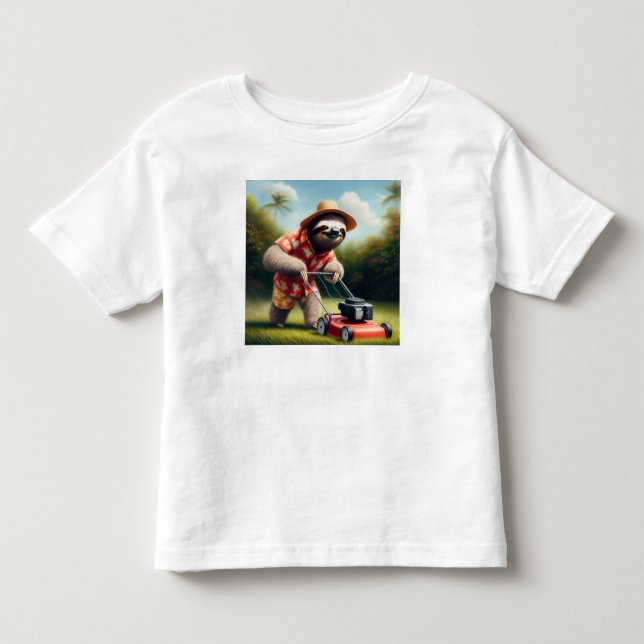 Sloth Mowing Lawn Kleinkind T-shirt (Vorderseite)