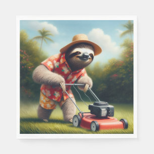 Sloth Mowing Lawn Serviette