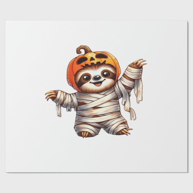 Sloth Mummy Halloween Classic T-Shirt Geschenkpapier (Flach)