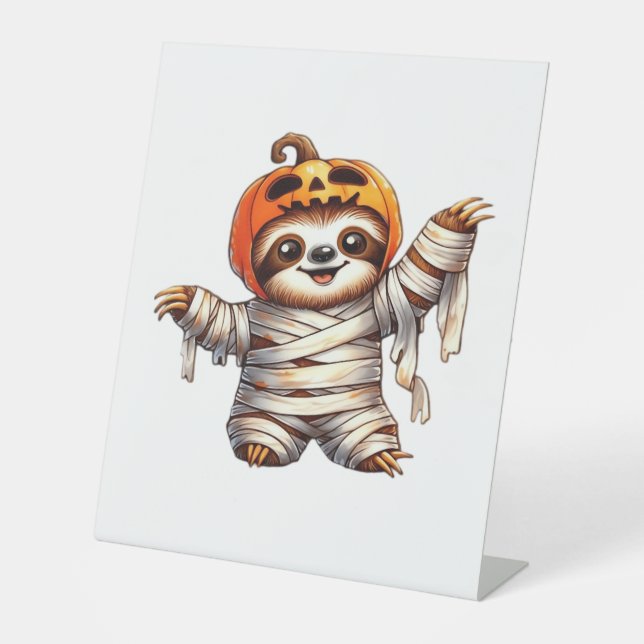 Sloth Mummy Halloween Classic T - Shirt Sockelschild (Vorderseite)