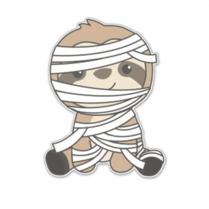 Sloth Mummy Pumpkin Sloths Happy Halloween Aufkleber