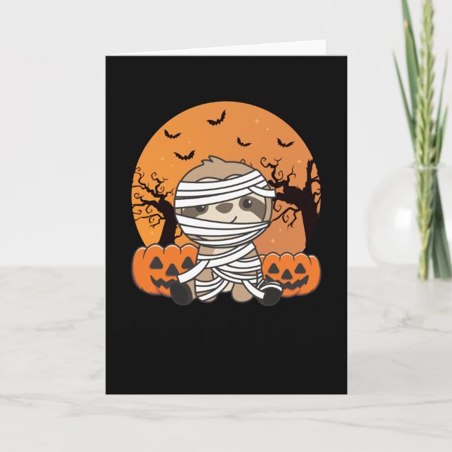 Sloth Mummy Pumpkin Sloths Happy Halloween Karte (Vorderseite)