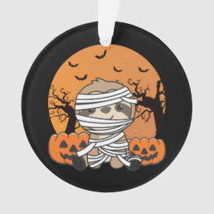 Sloth Mummy Pumpkin Sloths Happy Halloween Oramen Ornament