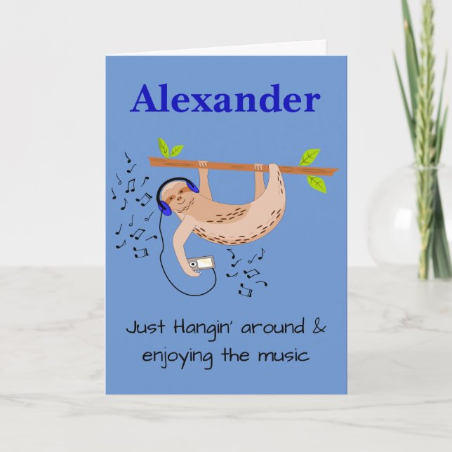 Sloth & Music-Faltenkarte Karte (Vorderseite)