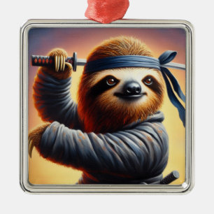 Sloth Ninja Ornament Aus Metall