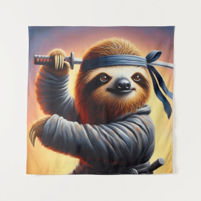 Sloth Ninja Wandteppich (Vorderseite)