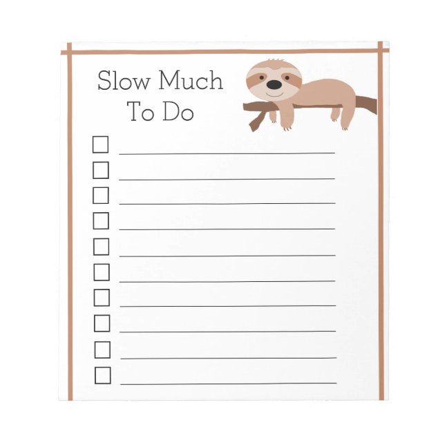 "Sloth" Notepad Notizblock (Vorderseite)