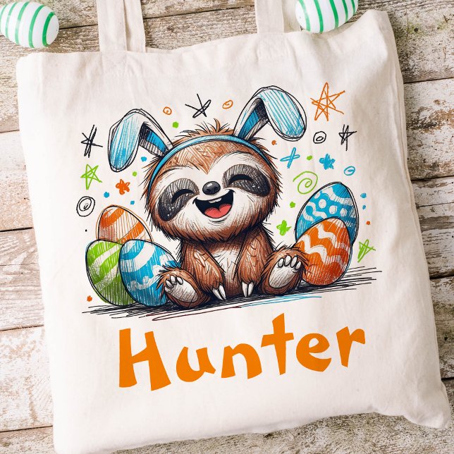 Sloth Oaster Kids Name Boys Bunny Tragetasche (Boys Easter Tote)