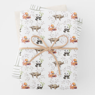 Sloth Octopus Panda Party Geschenkpapier Set