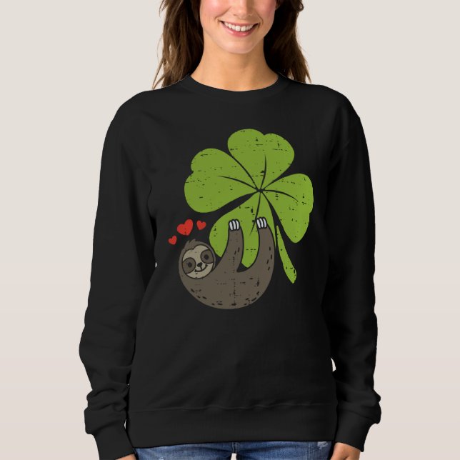 Sloth On Shamrock Hearts Cute St Patricks Day Men  Sweatshirt (Vorderseite)