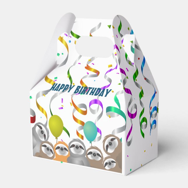 Sloth Party Confetti Balloons Curled Streamers Geschenkschachtel (Rückseite)