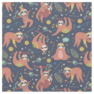 Sloth Pattern Fabric Stoff